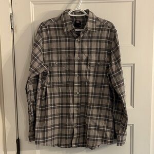 Dickies Men's Gray and Black Plaid Button-Down Shirt